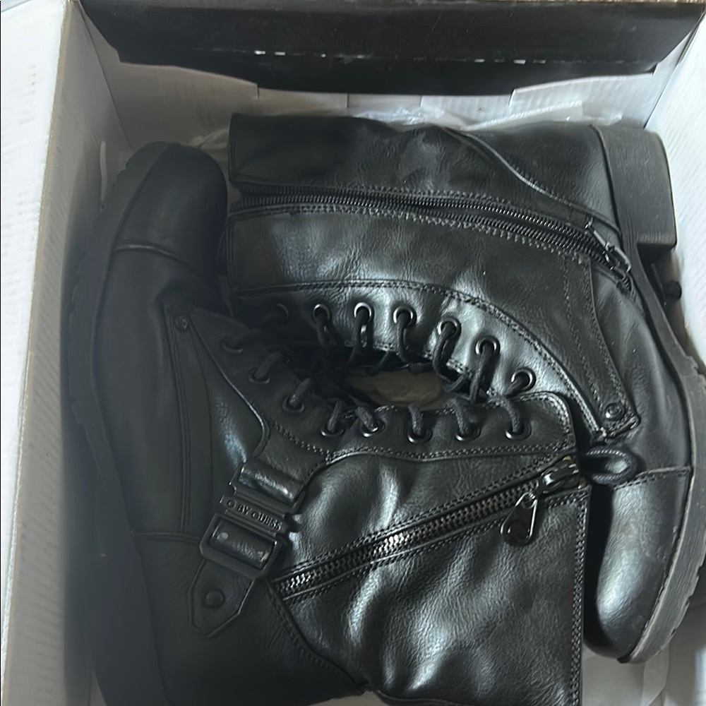 G by Guess Black Ankle Boots Glossy Leather